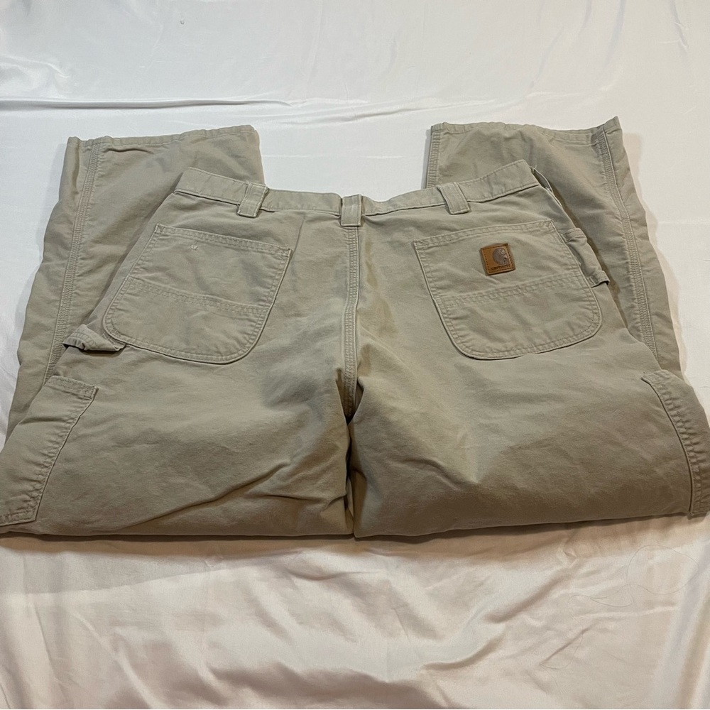 Carhartt Mens B151-TAN Loose Fit Canvas Work Dungaree Pants Tan 38x30 - Picture 8 of 9